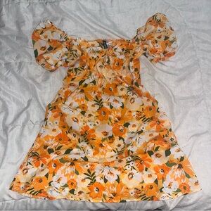 H&M Orange and White Floral Mini Dress